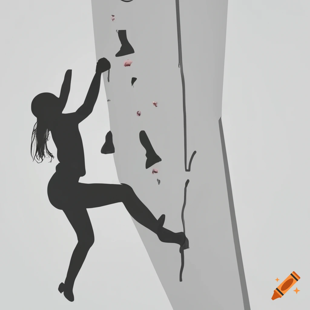 Female climber ascending a geometric climbing wall