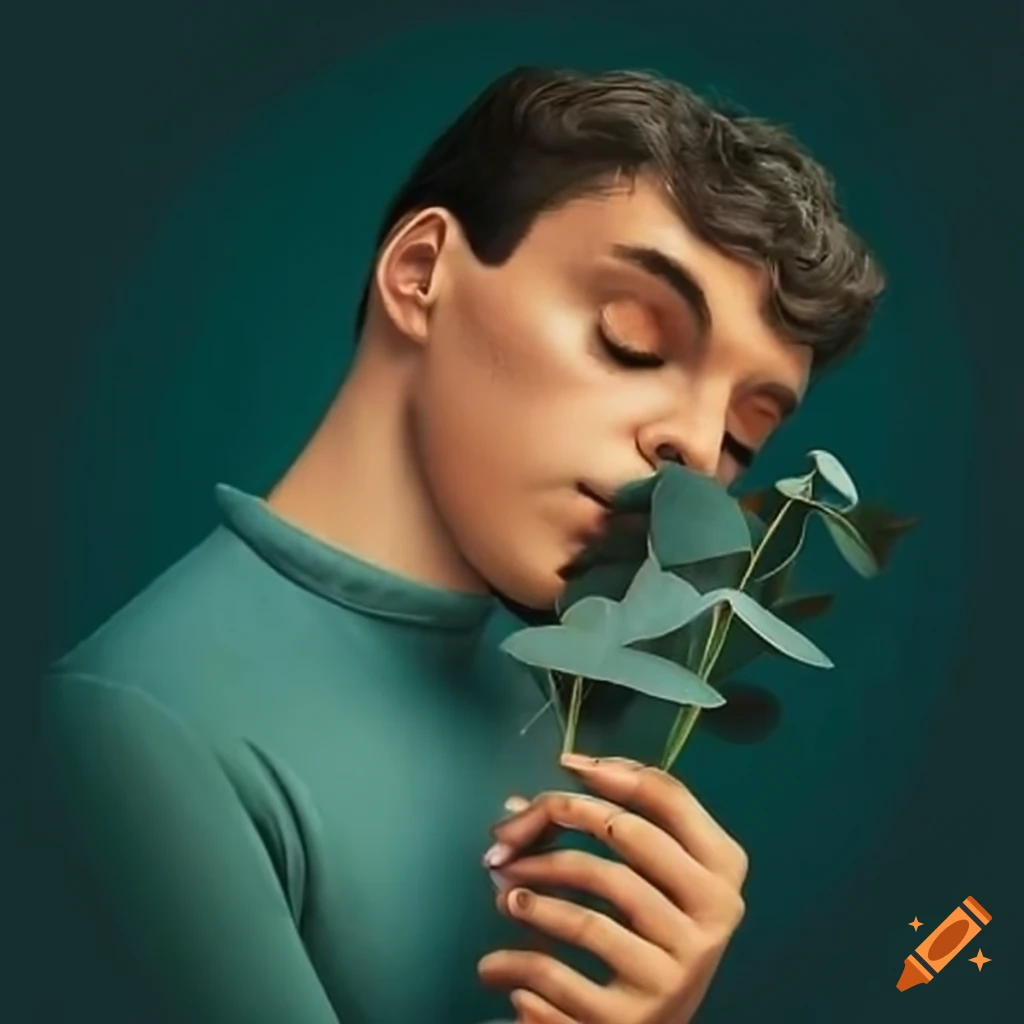 Man smelling eucalyptus