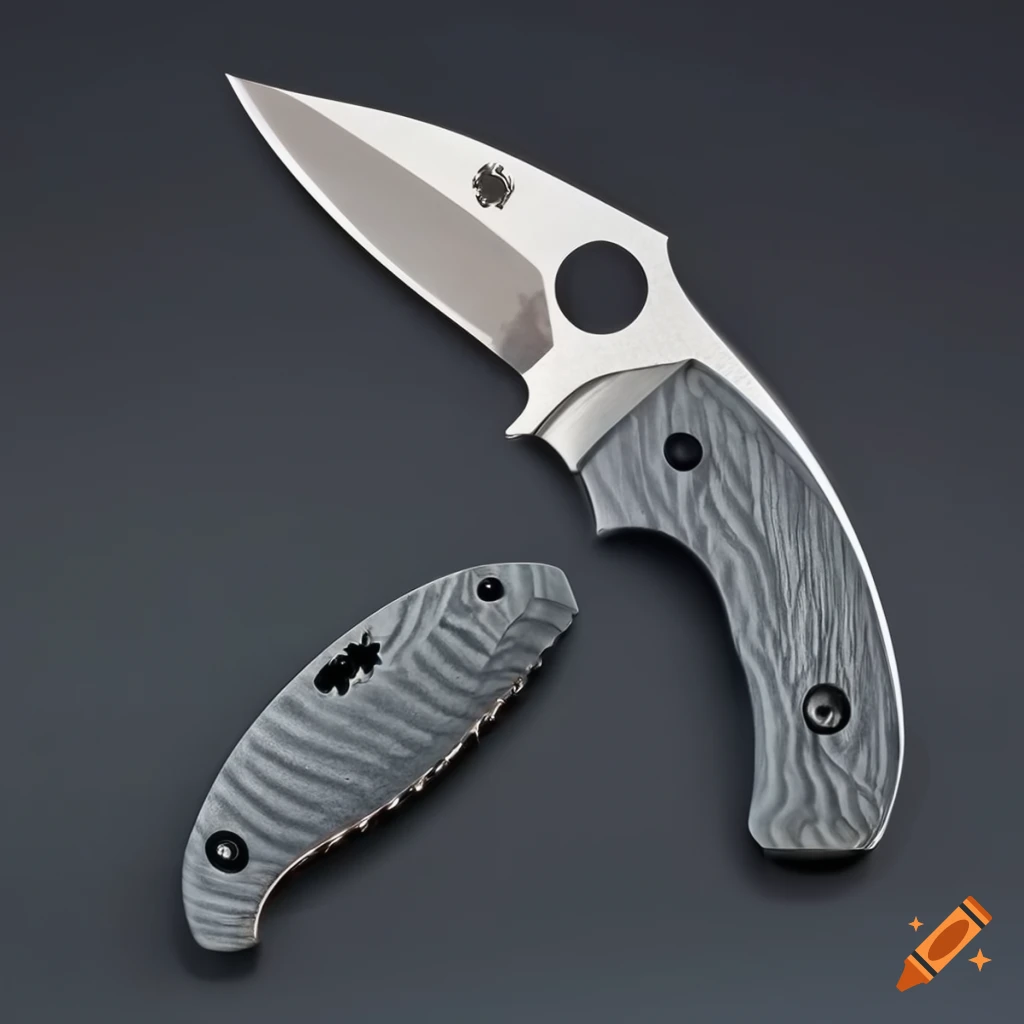 Spyderco jackknife on a futuristic Japanese style dark glass steel table