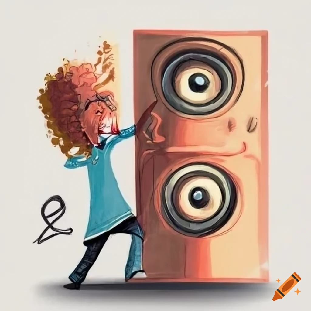 Person shouting with large speaker