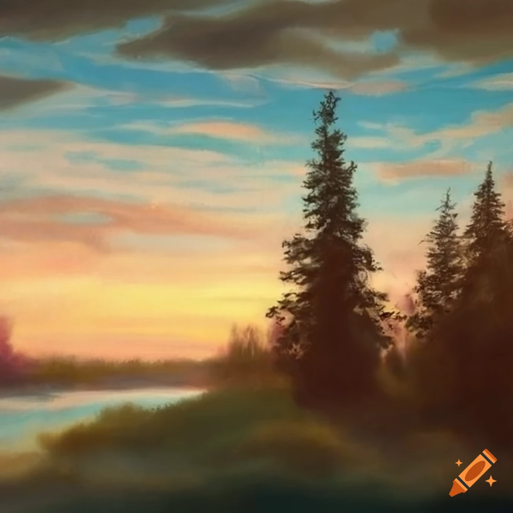 Realistic pastel landscape art