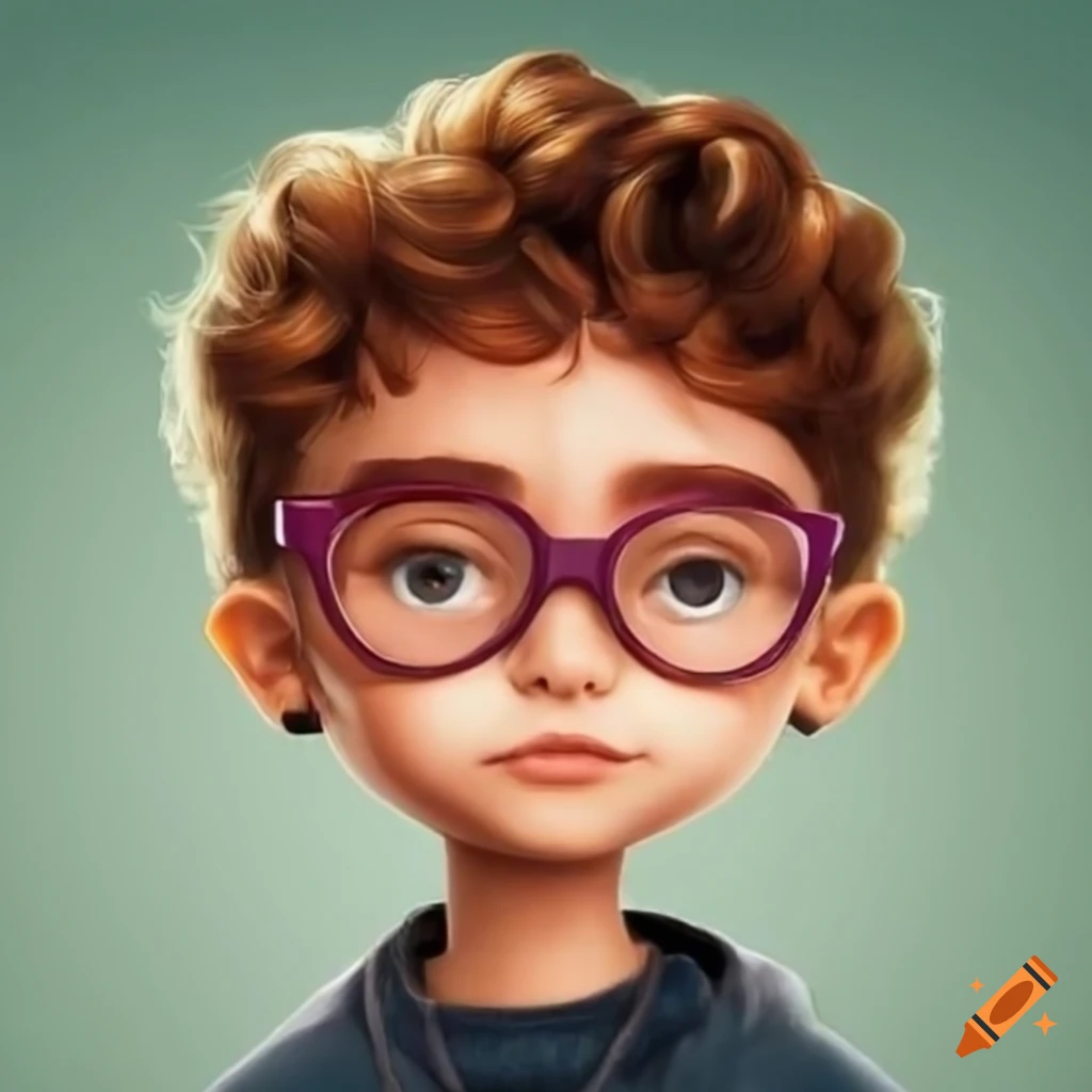 Niño con pelo café suave con lentes