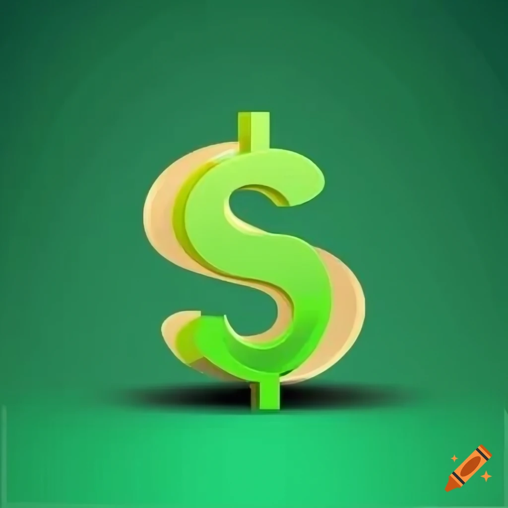 Dollar symbol icon with green color on transparent background
