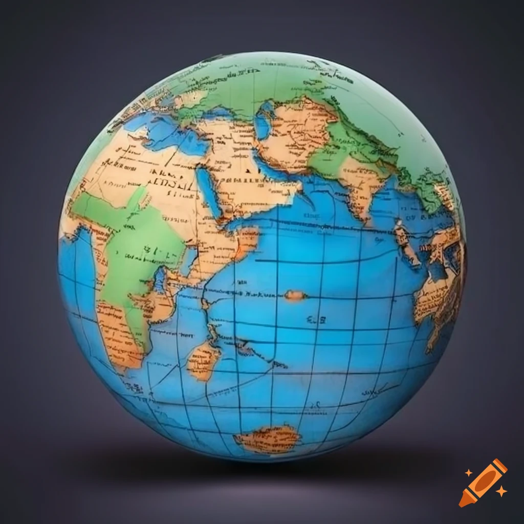 Map of the Mediterranean Sea on a globe
