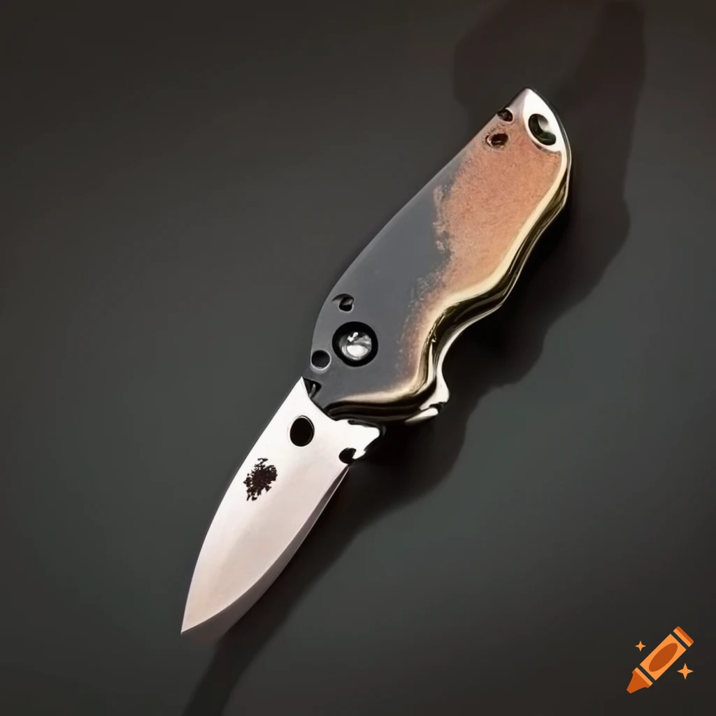 Spyderco jackknife on a futuristic Japan-style steel table