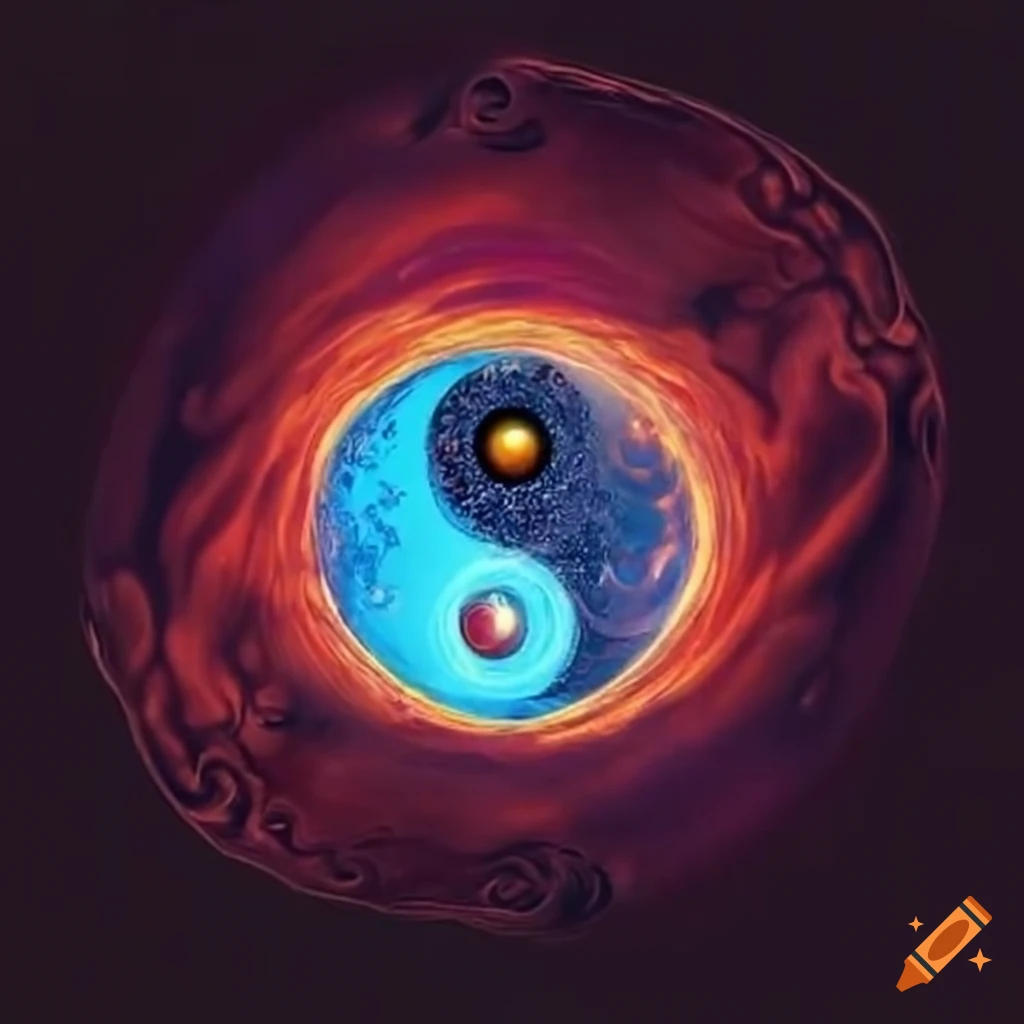 Circle of water and fire symbolizing yin and yang