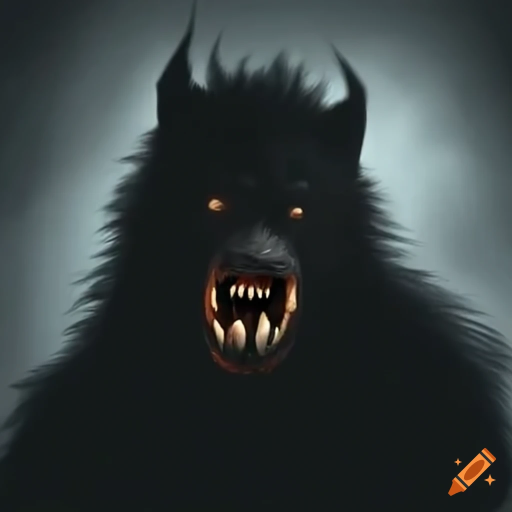Terrifying werewolf face in shadow