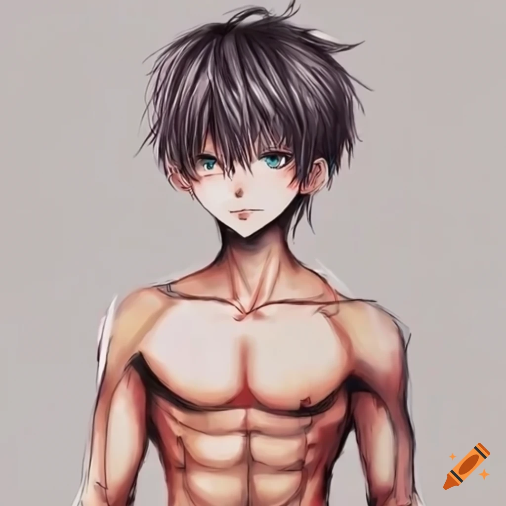 Anime boy with defined abs