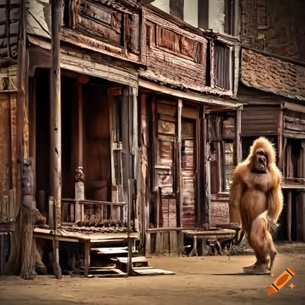 Wild West town with bigfoot