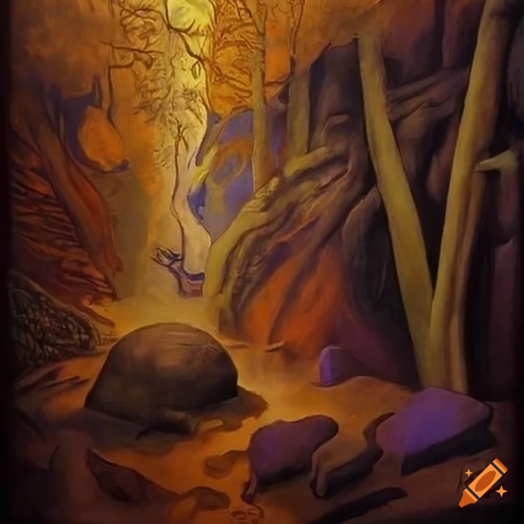 Mysterious mystics creating magic under Martian moonlight in a mystical forest