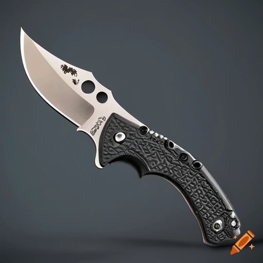 Spyderco jackknife on a dark glass steel table with a futuristic Japanese style