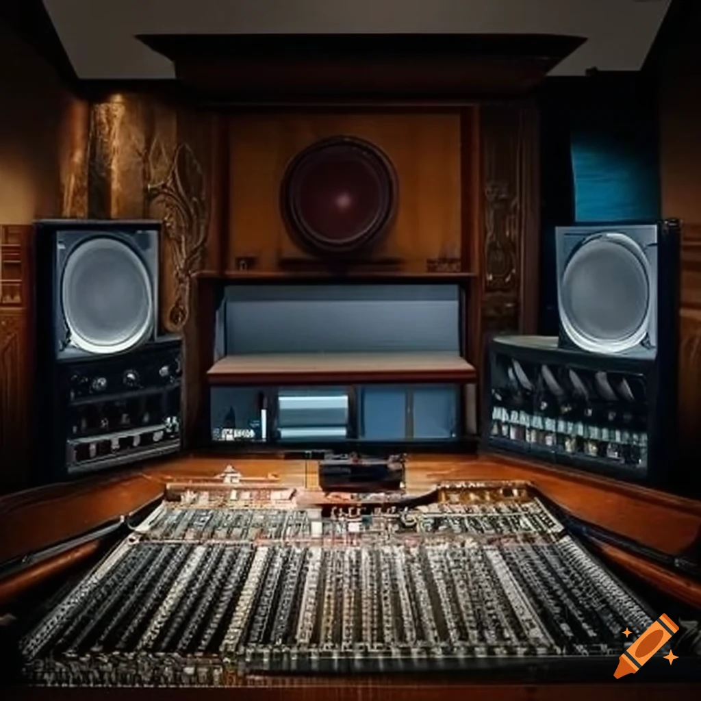 Abbey Road recording studio filled with antique recording equipment