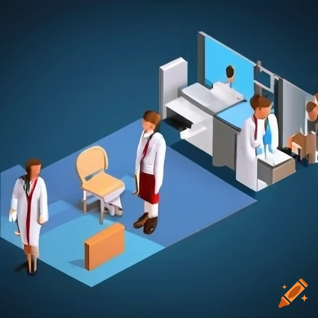 Isometric 3D illustration of three oncologists