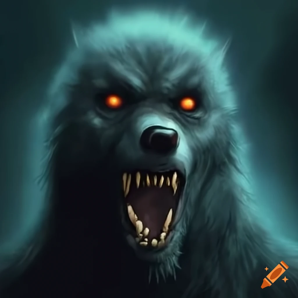 Terrifying werewolf face in shadow