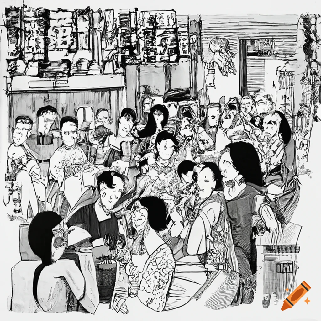 Satirical illustration of people drinking beer