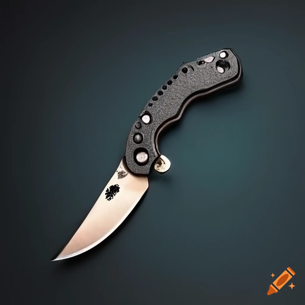 Spyderco jackknife on a dark glass steel table in futuristic Japan style