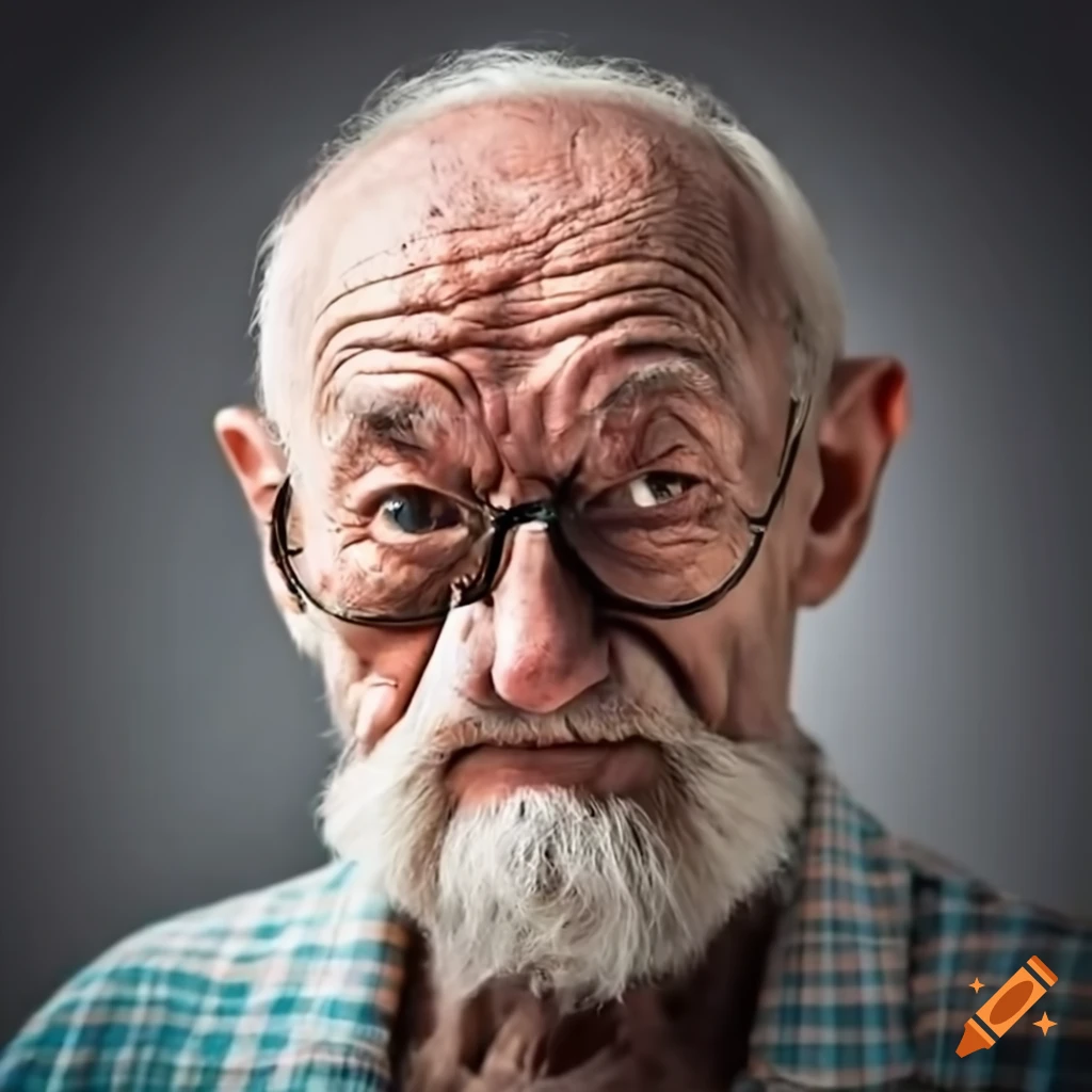 Snooty old man looking disdainfully at the camera