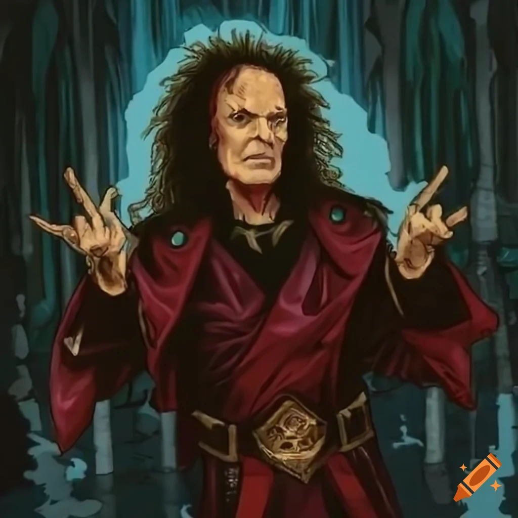 Ronnie james dio inspired character in magic the gathering style on Craiyon