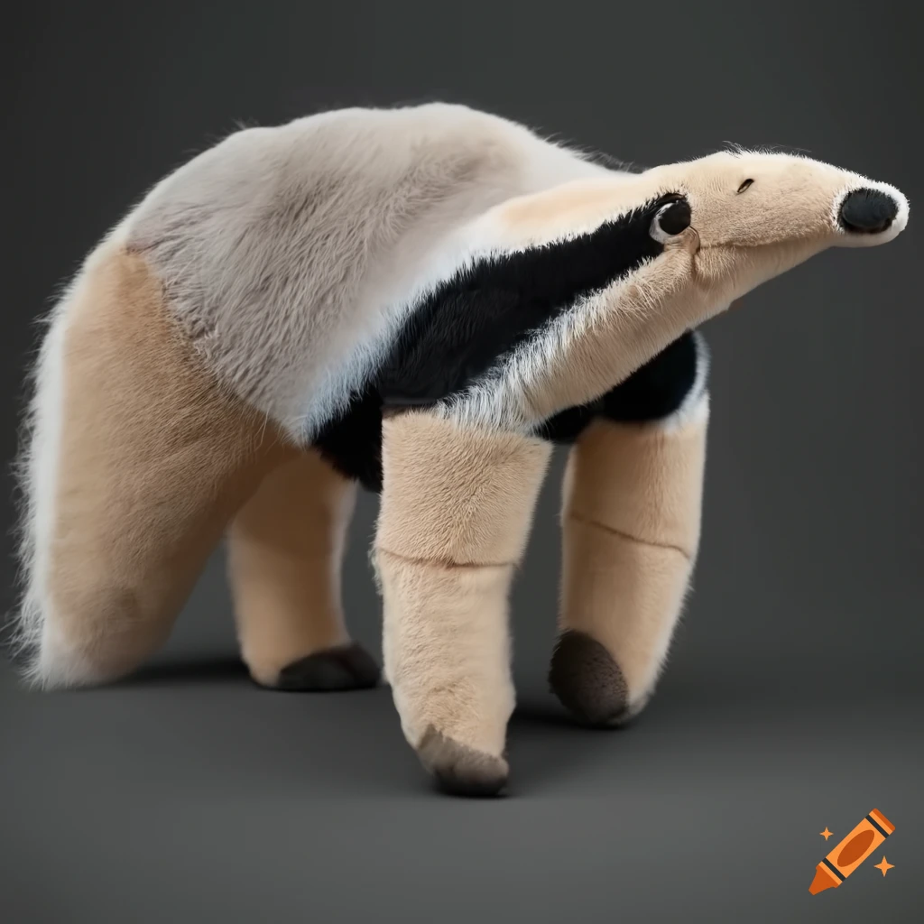 Photorealistic plushie of an anteater