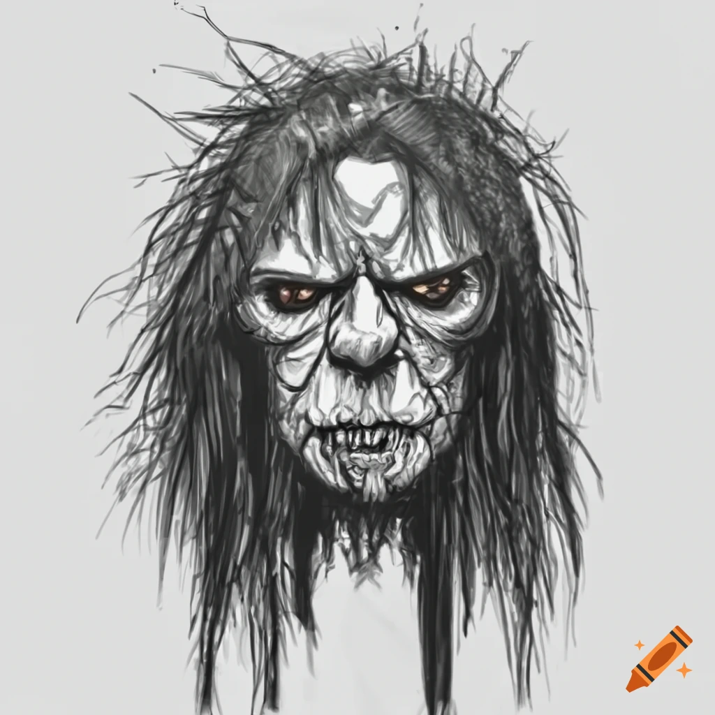 Halloween Monster in realistic black metal style with high detail