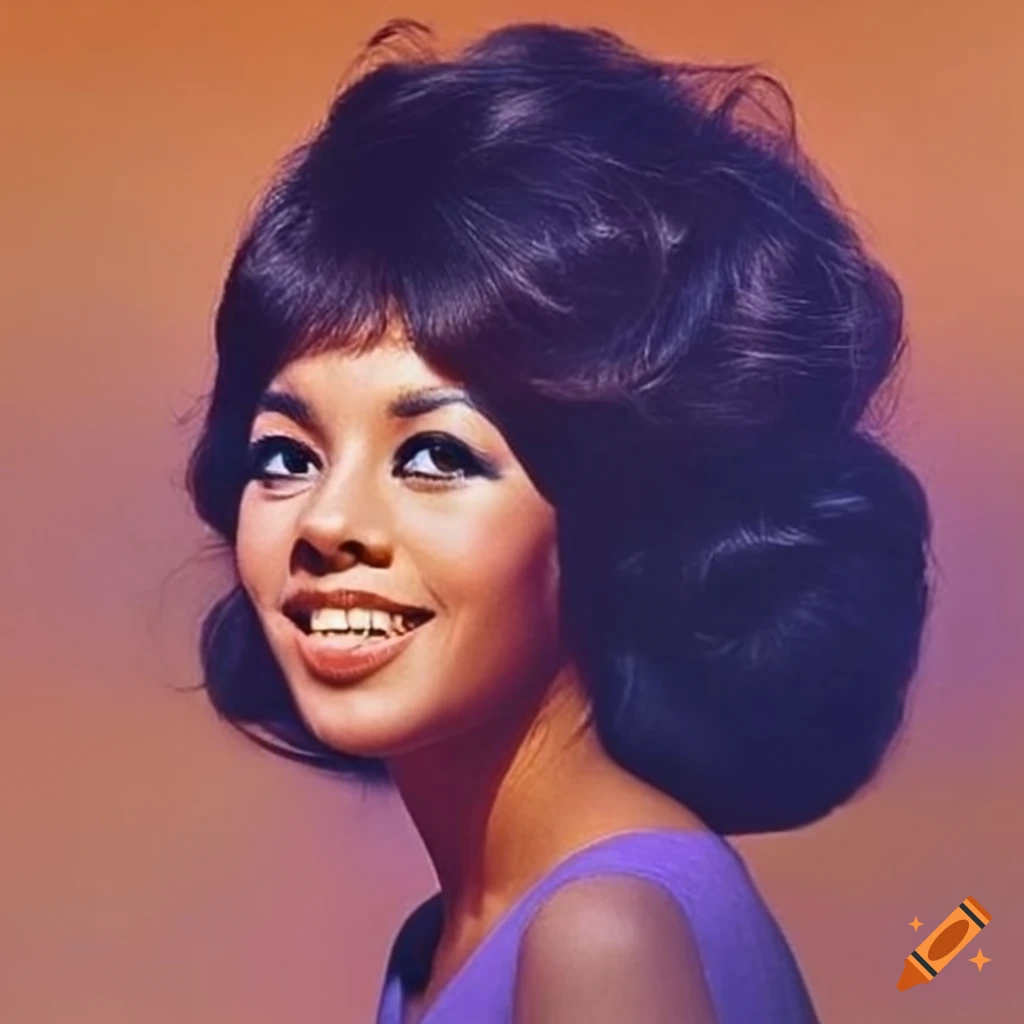 Estelle Bennett of The Ronettes in a sunset setting surrounded by wild flowers