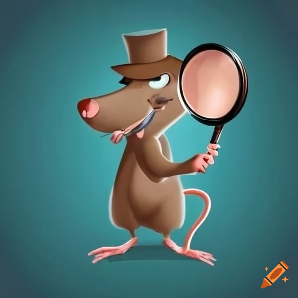 Detective mouse holding a magnifying glass