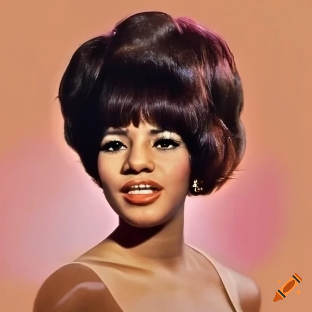 Estelle Bennett of The Ronettes in a vintage-inspired outfit with wildflowers
