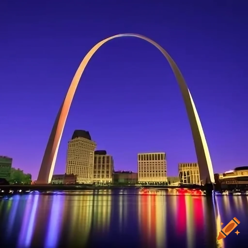 Vibrant downtown St. Louis during an election year with Gateway Arch in the background