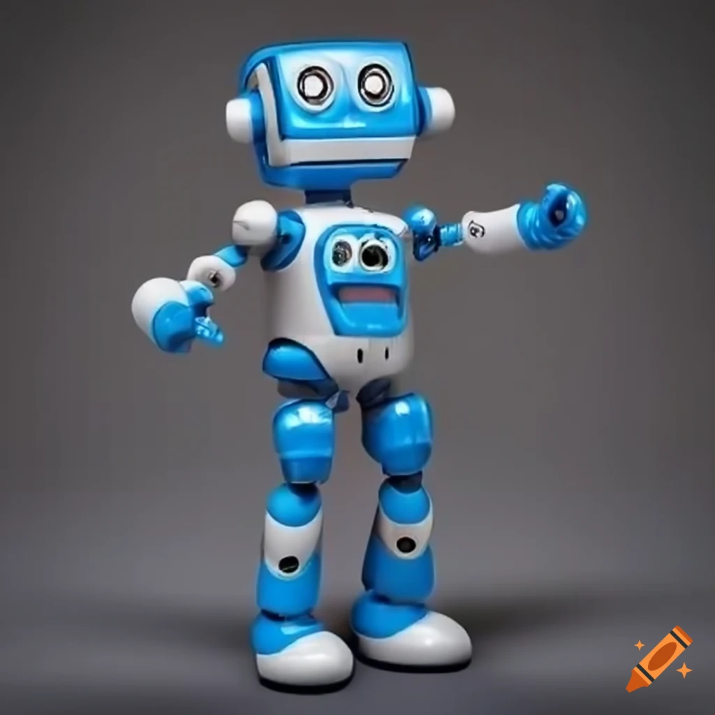 Photorealistic blue toy robot on Craiyon