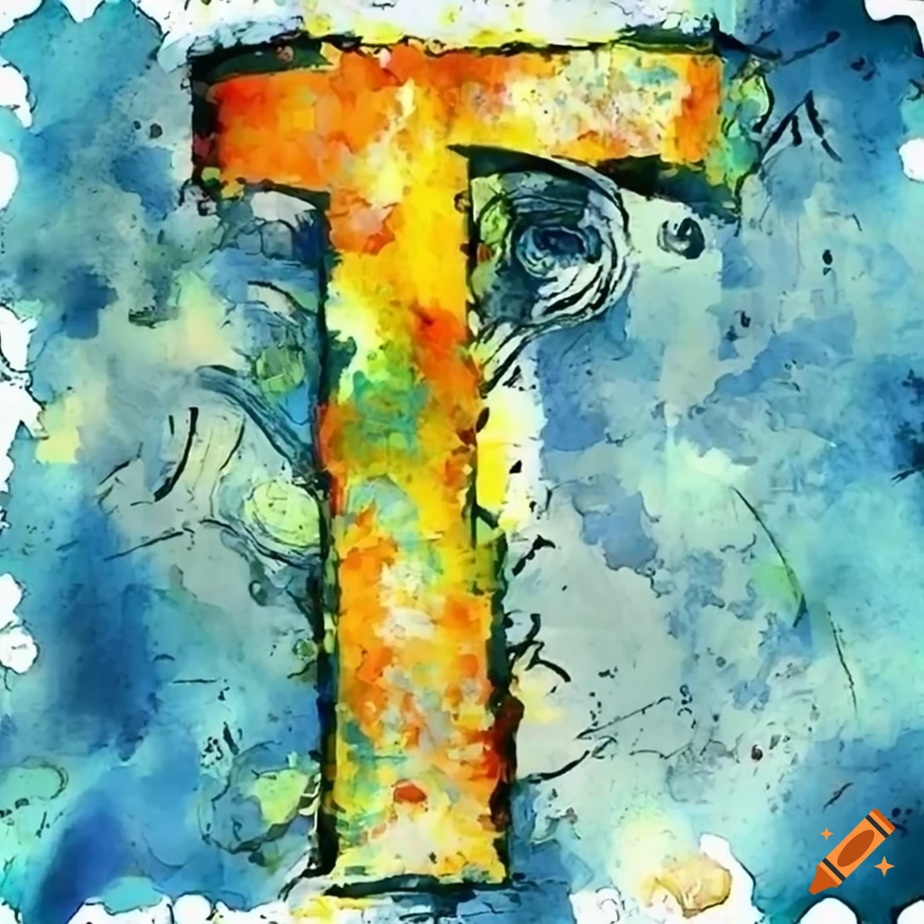 Van Gogh-style letter T with textured strokes and bold colors