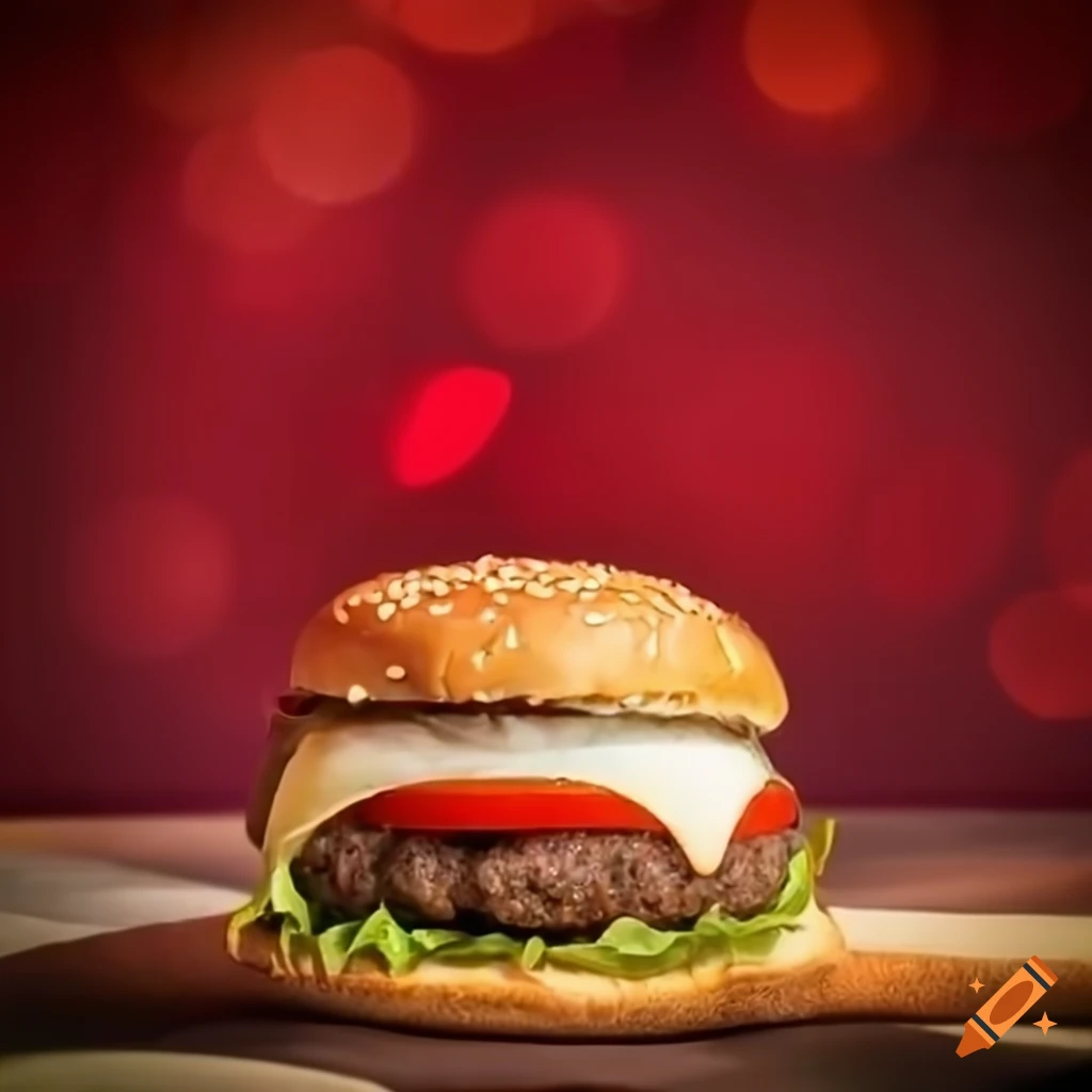 Delicious burger with a red background