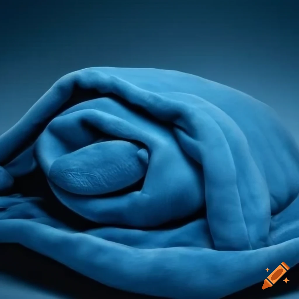 Folded blue blanket in photorealistic style