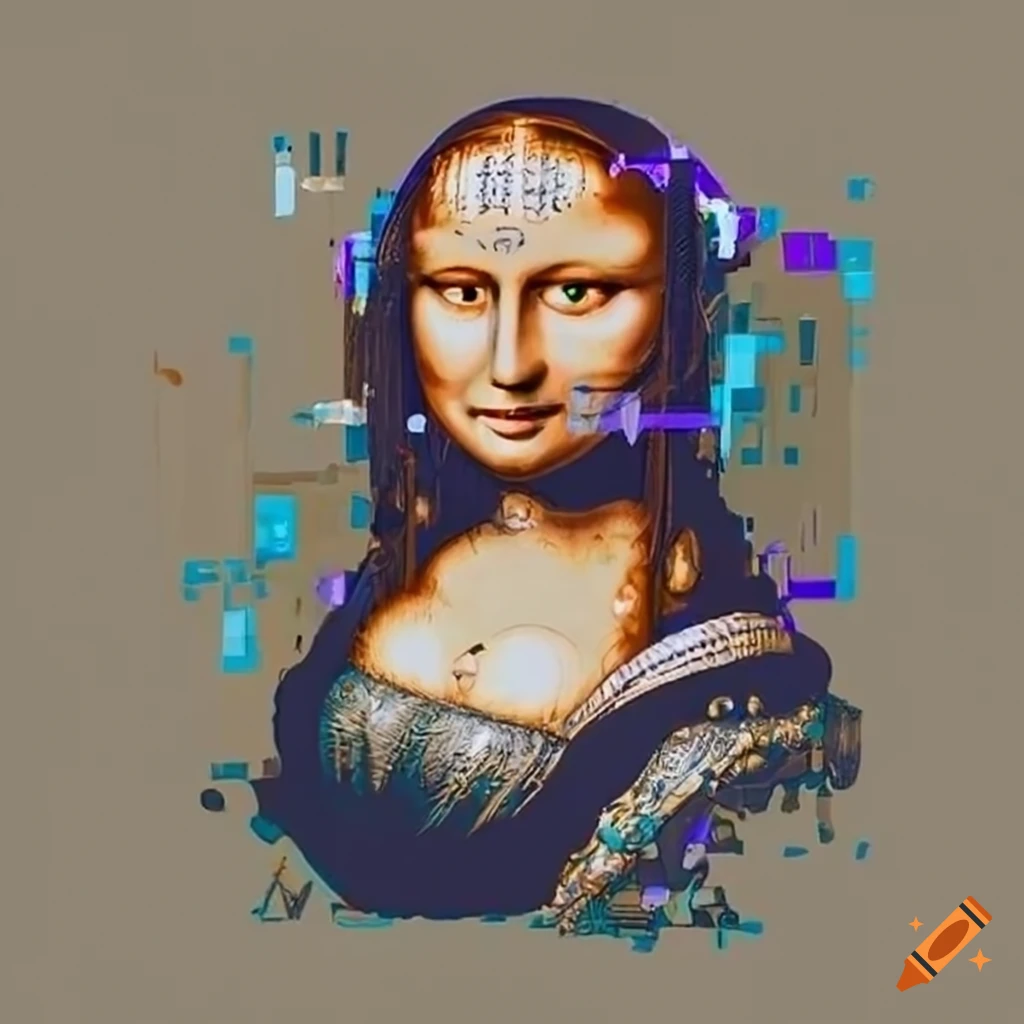 Innovative depiction of Mona Lisa with bio-mechanical elements