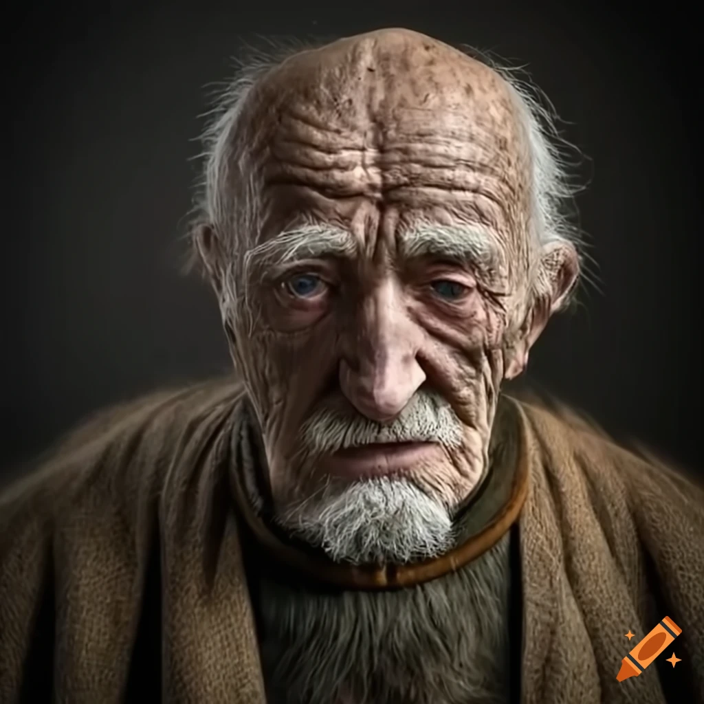 Illustration of a weathered old man with long gnarled fingers in Game of Thrones style