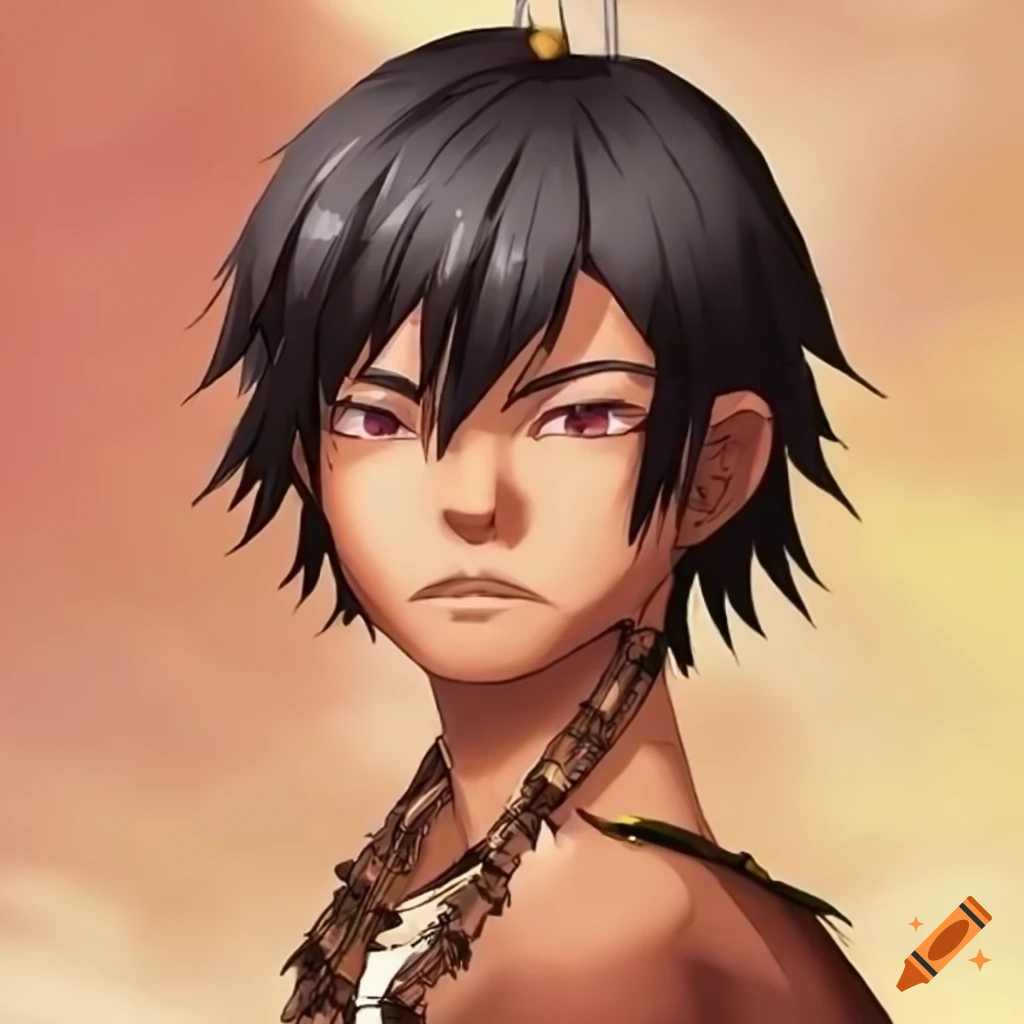 Native American men in anime art style