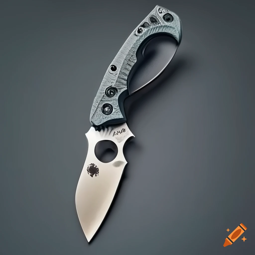 Spyderco jackknife on dark glass steel table with futuristic Japan style