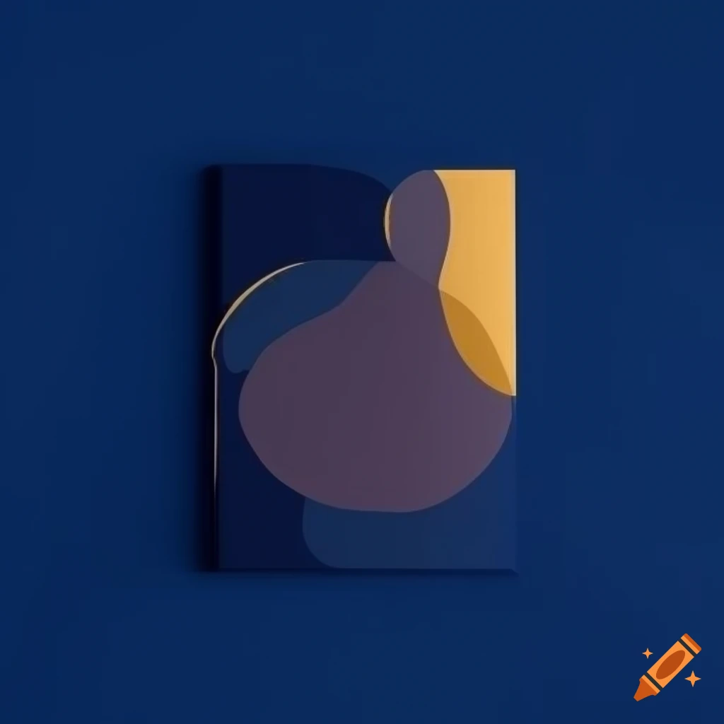 Minimalist t-shirt design with geometric shapes in navy blue and muted gold