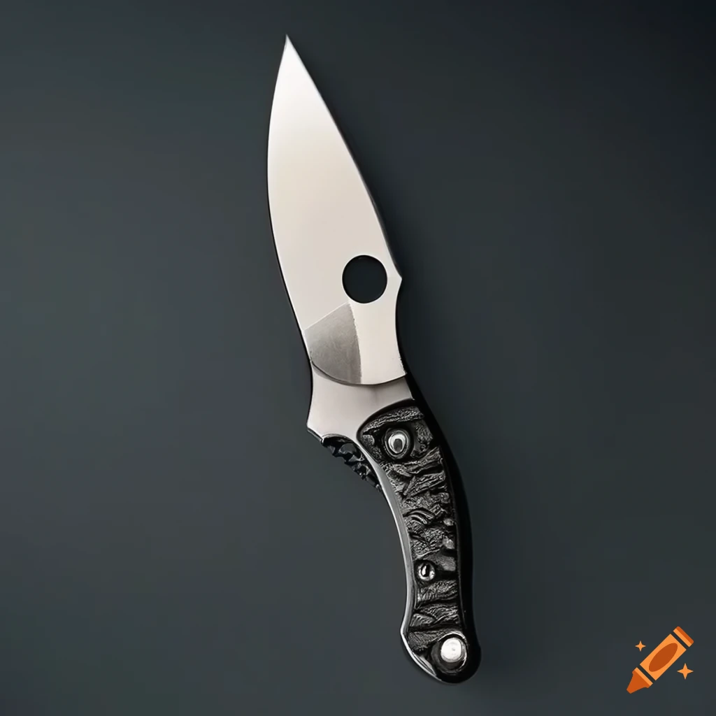 Spyderco jackknife on a futuristic Japanese-style steel table
