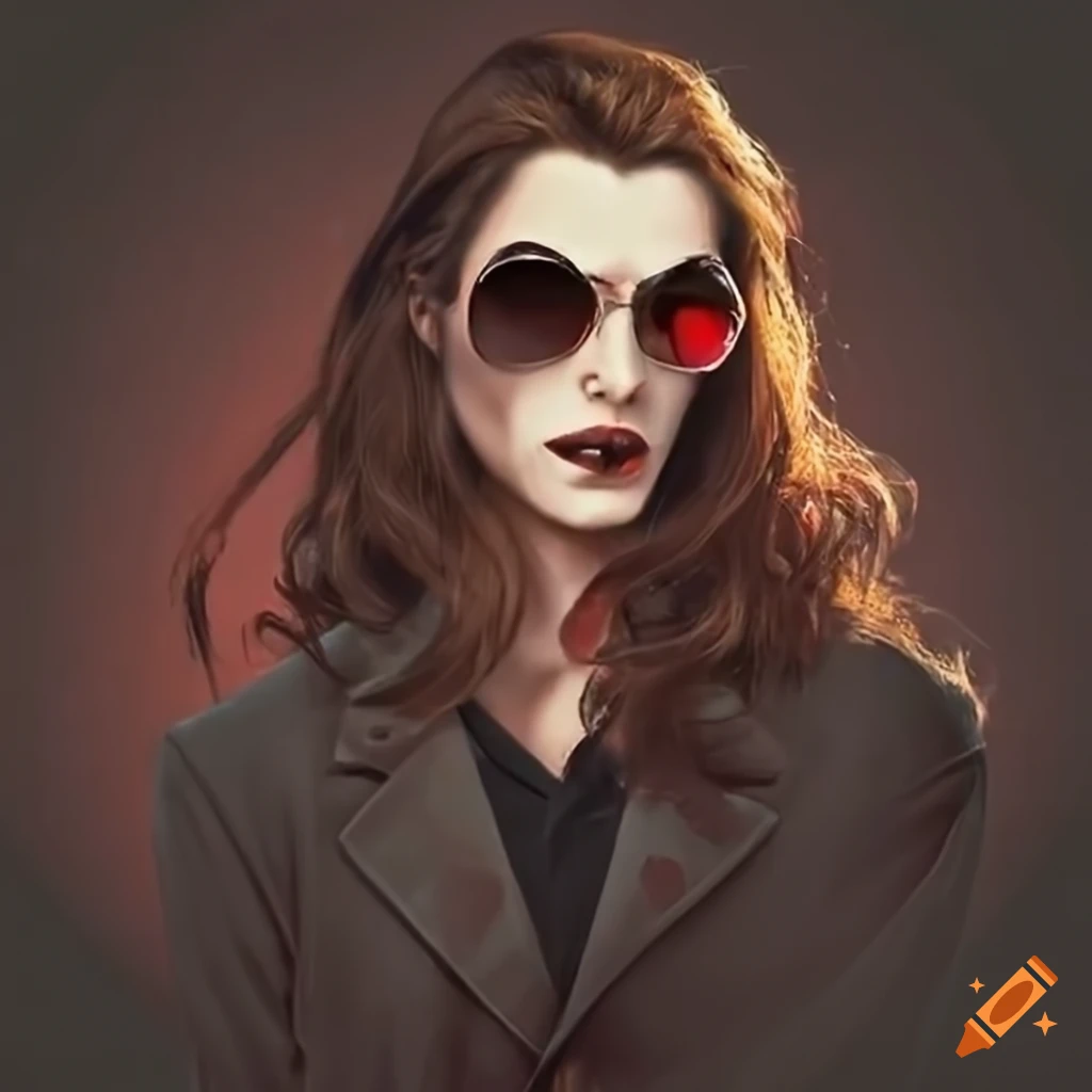 Suave male Toreador vampire in 90's style with round sunglasses