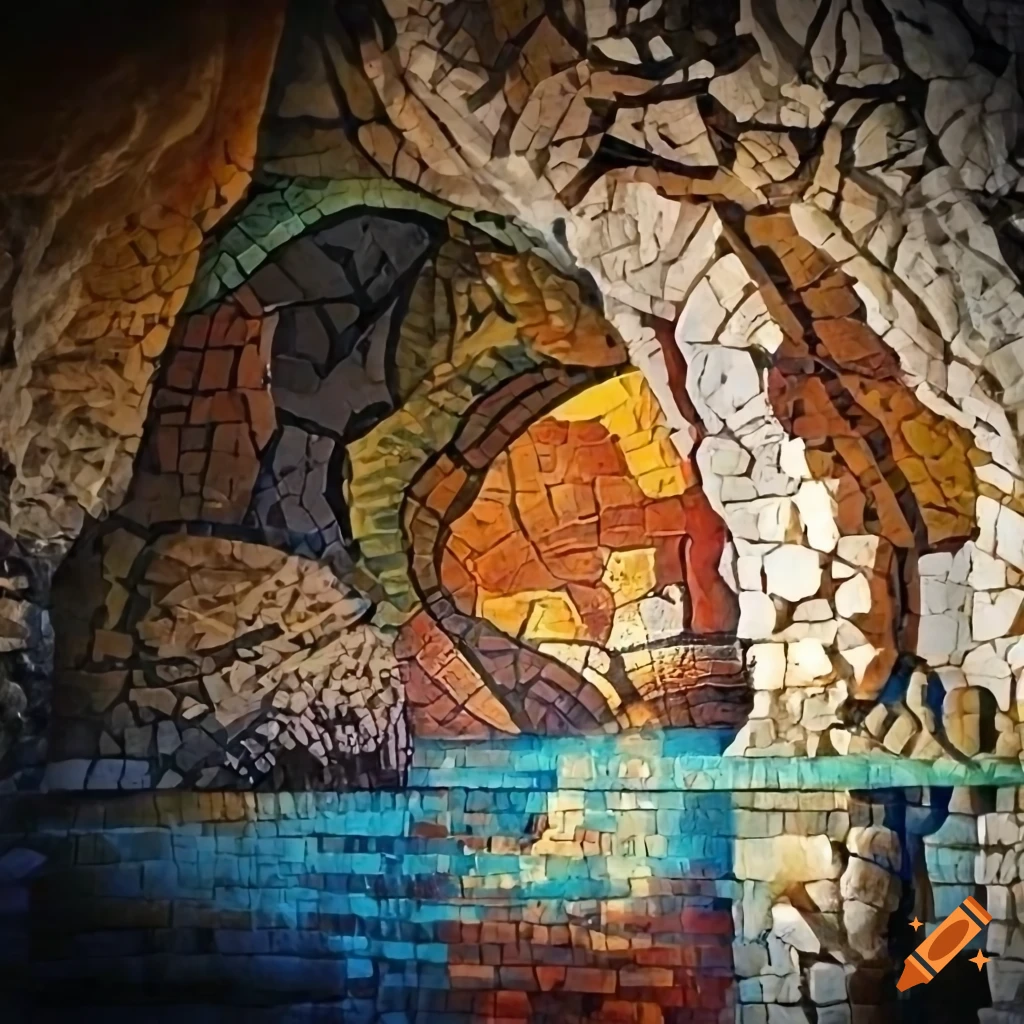 Mosaic art of a cave entrance
