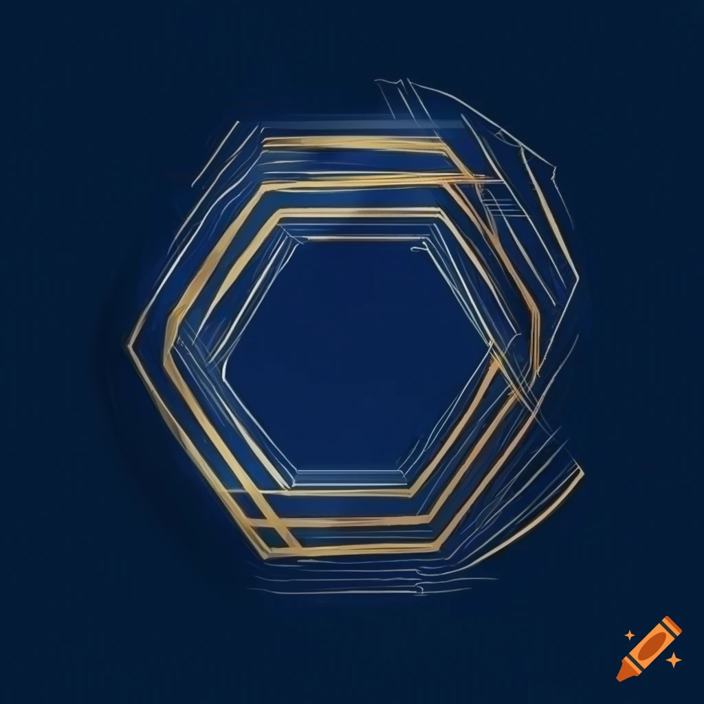Minimalist t-shirt design with geometric shapes in navy blue and muted gold