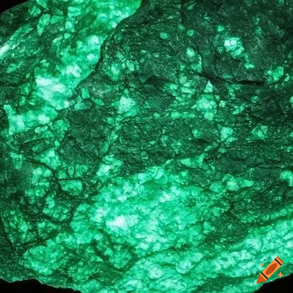 Emerald ore stone with bright green glowing texture