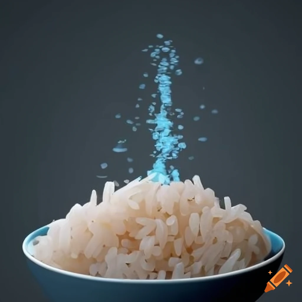 Graph of glucose levels next to a bowl of steaming rice