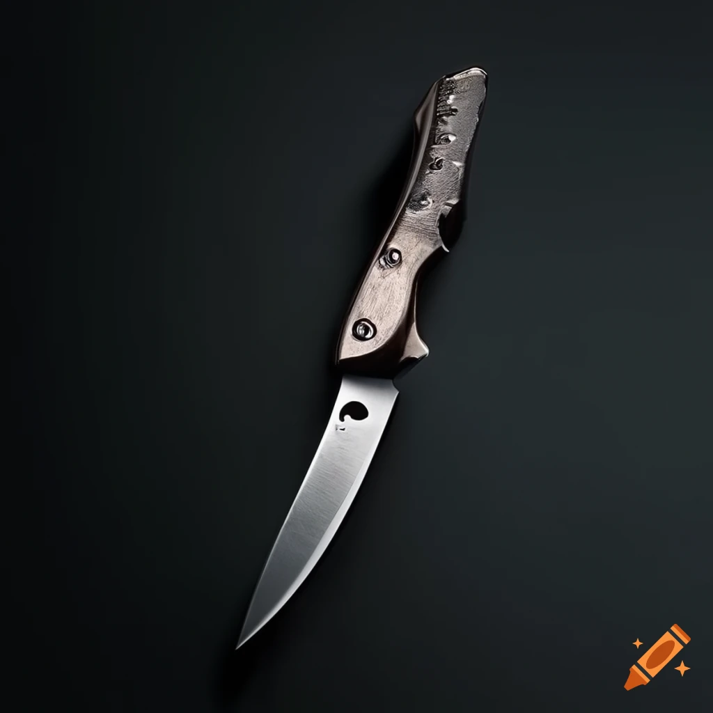 Spyderco jackknife on dark glass steel table with futuristic Japan style