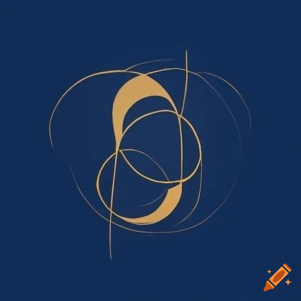 Minimalist t-shirt design with geometric shapes in navy blue and muted gold