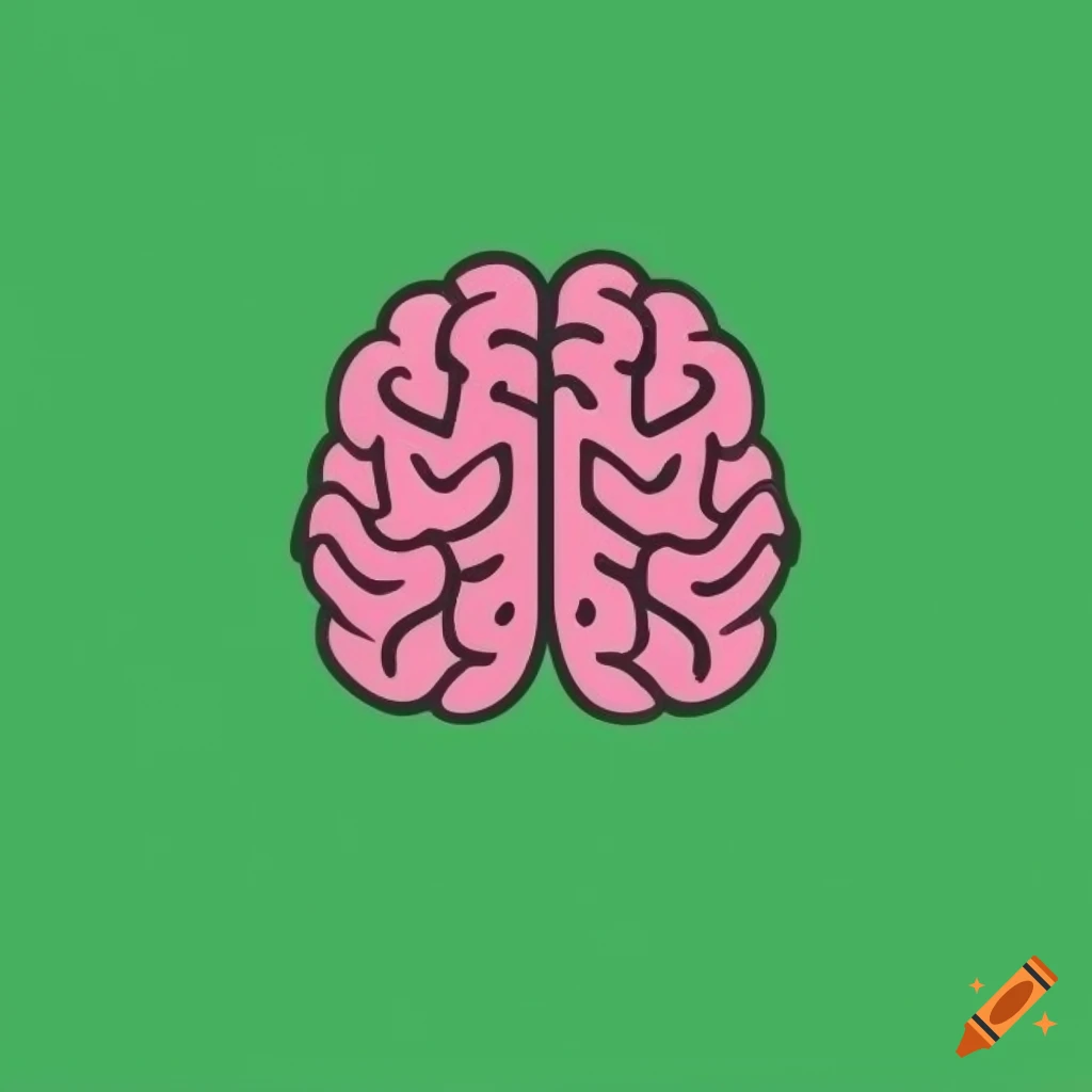 Brain logo on a flat design with green background