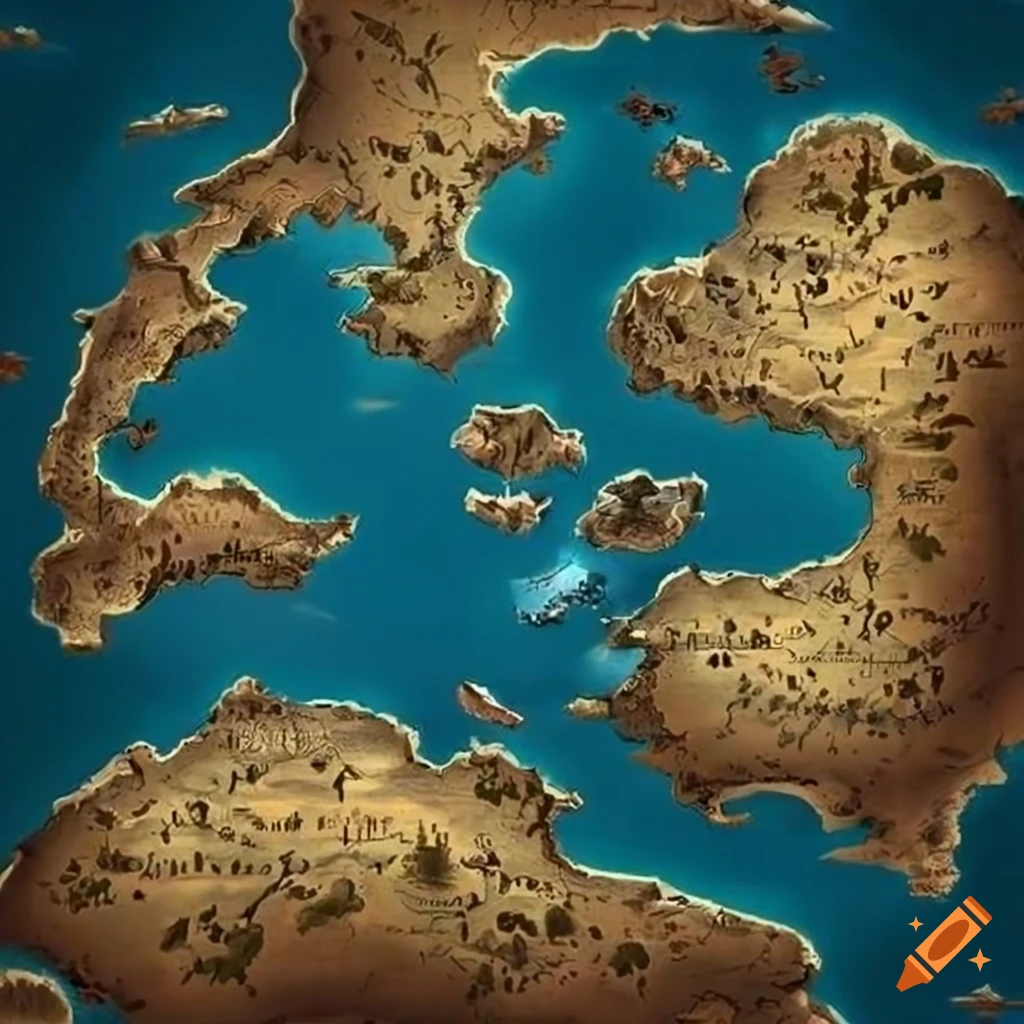 Fantasy world map illustration