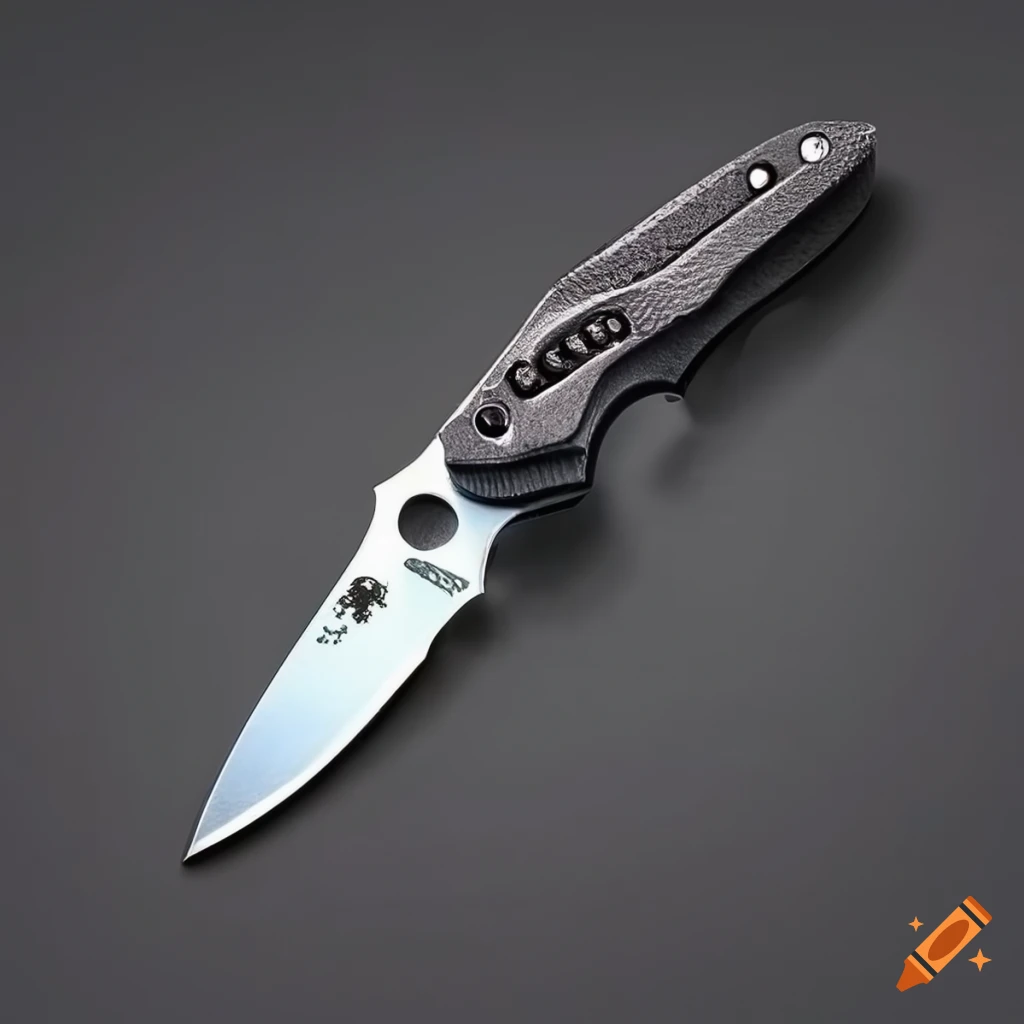Spyderco jackknife on a futuristic Japanese style steel table