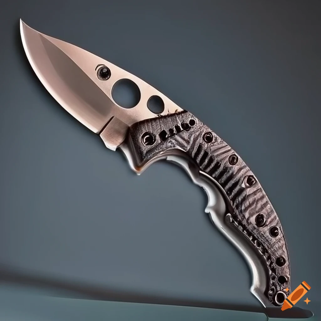 Spyderco jackknife with grip on a dark glass steel table in futuristic Japan style