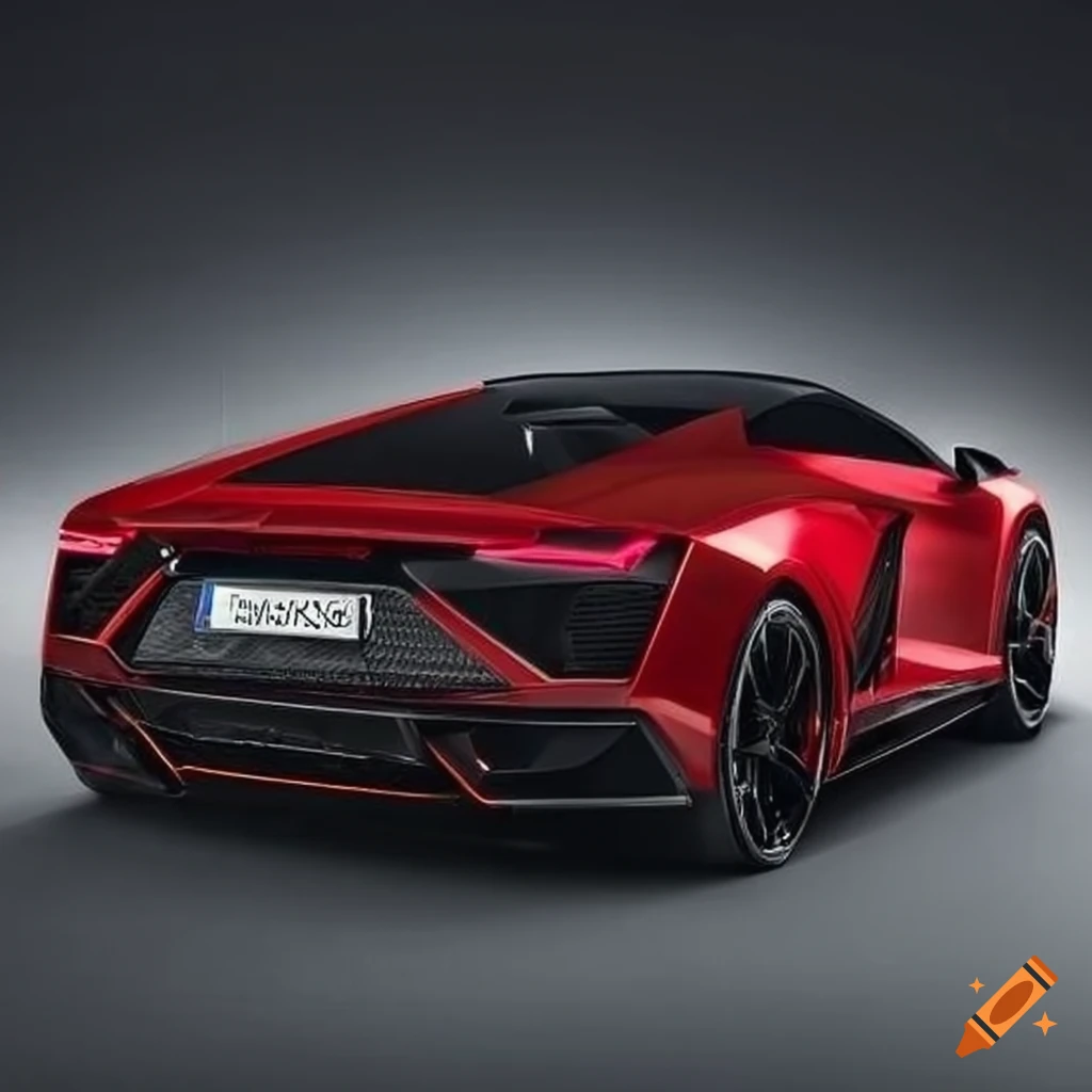 Custom combined Audi and Lamborghini car with high-end spoilers and black/red alloys